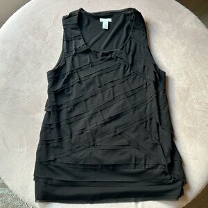 Chicos Black Ruffle Tank Top Size 2